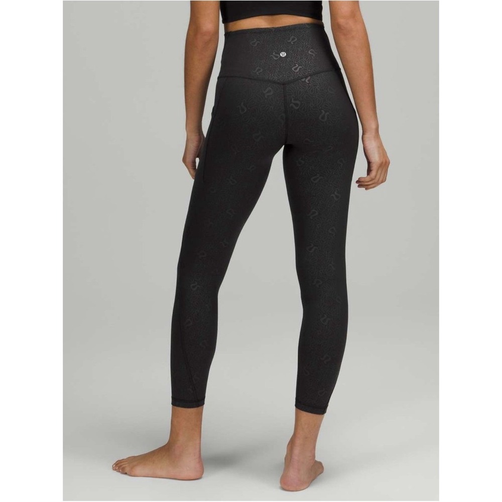 Lululemon Align HR Pant 25" Pockets Yoga Emboss Black Size 14 - Picture 2 of 14